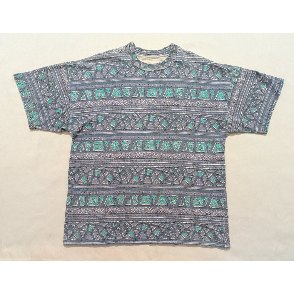 Vintage Frank Y2K 90's Geometric Print Shirt Made in USA Single Stich Men's M